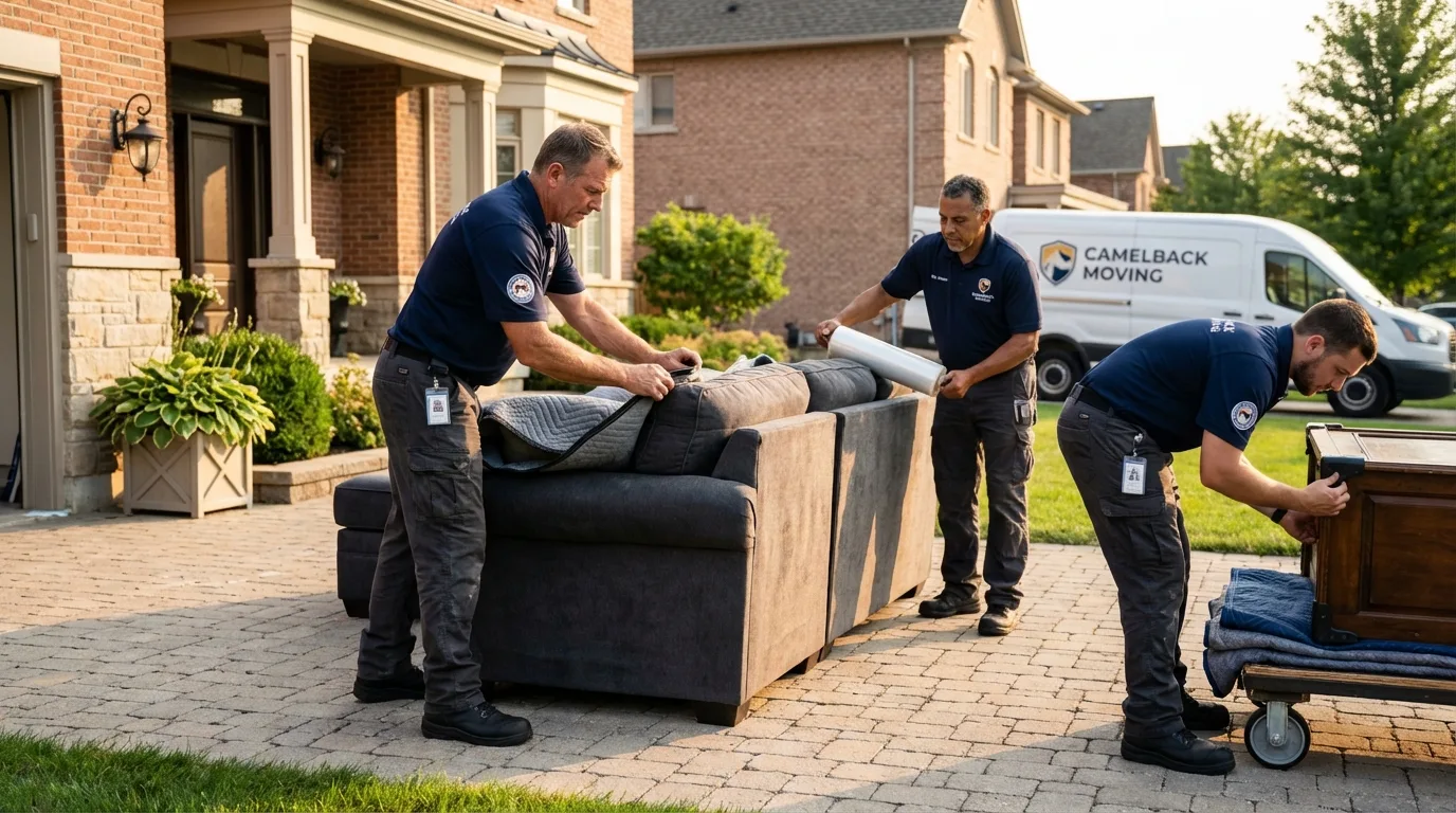 Large estate moving crew wrapping furniture in Pixley, CA