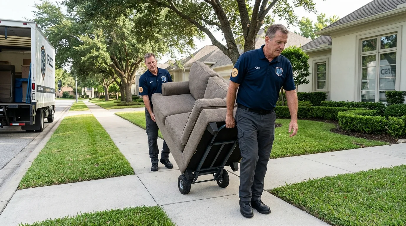 Local residential moving crew loading furniture in Pixley, CA